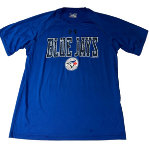 Under Armour Blue Jays Blue Men Medium Polyester Activewear Tee Shirt Baseball